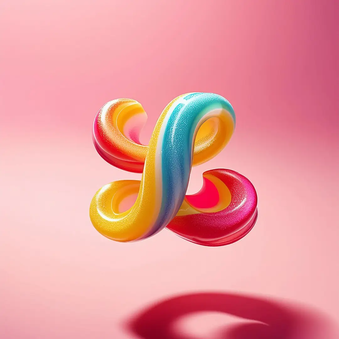 Bokstaven L gjord av godis