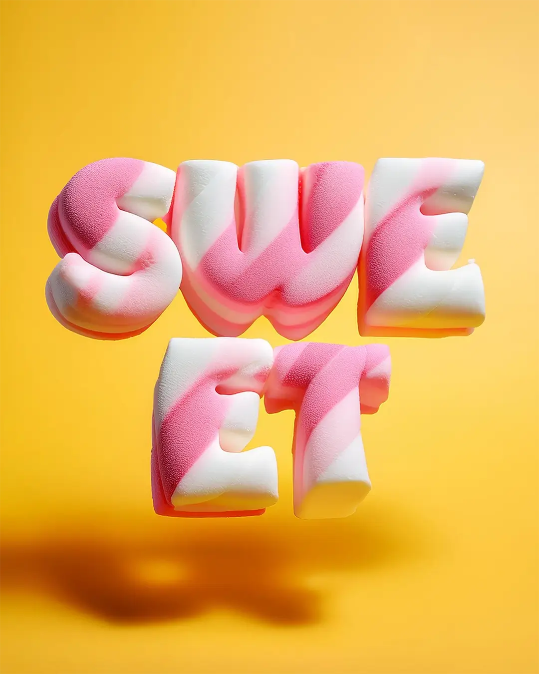 3d-bokstäver i form av marshmallows som formar order SWEET